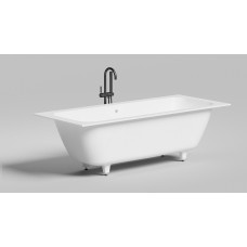 Встраиваемая прямоугольная ванна SALINI ORLANDA AXIS 103211G 805х1911х600 мм, с регулируемыми ножками, из S-Sense, цвет Белый глянцевый