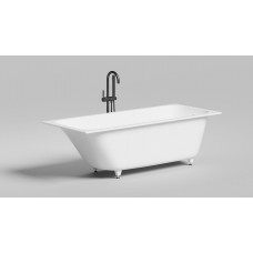 Встраиваемая прямоугольная ванна SALINI ORLANDA KIT 102111G 700х1700 х 600 мм, слив-перелив, сифон, донный клапан, регулируемые ножки, из S-Sense, цвет Белый гля