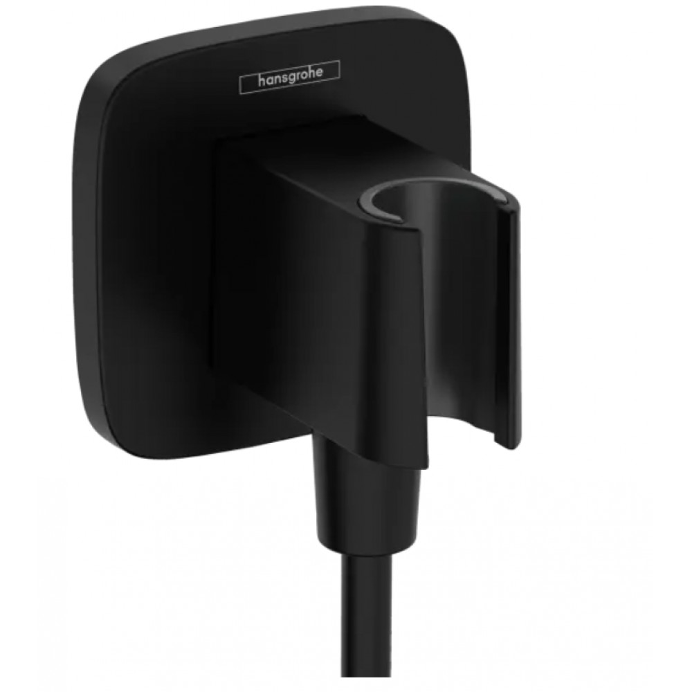 Шланговое подсоединение HANSGROHE FixFit Modern 26887670 с держателем лейки, цвет Чёрный матовый Шланговое подсоединение HANSGROHE FixFit Modern 26887670 с держателем лейки, цвет Чёрный матовый