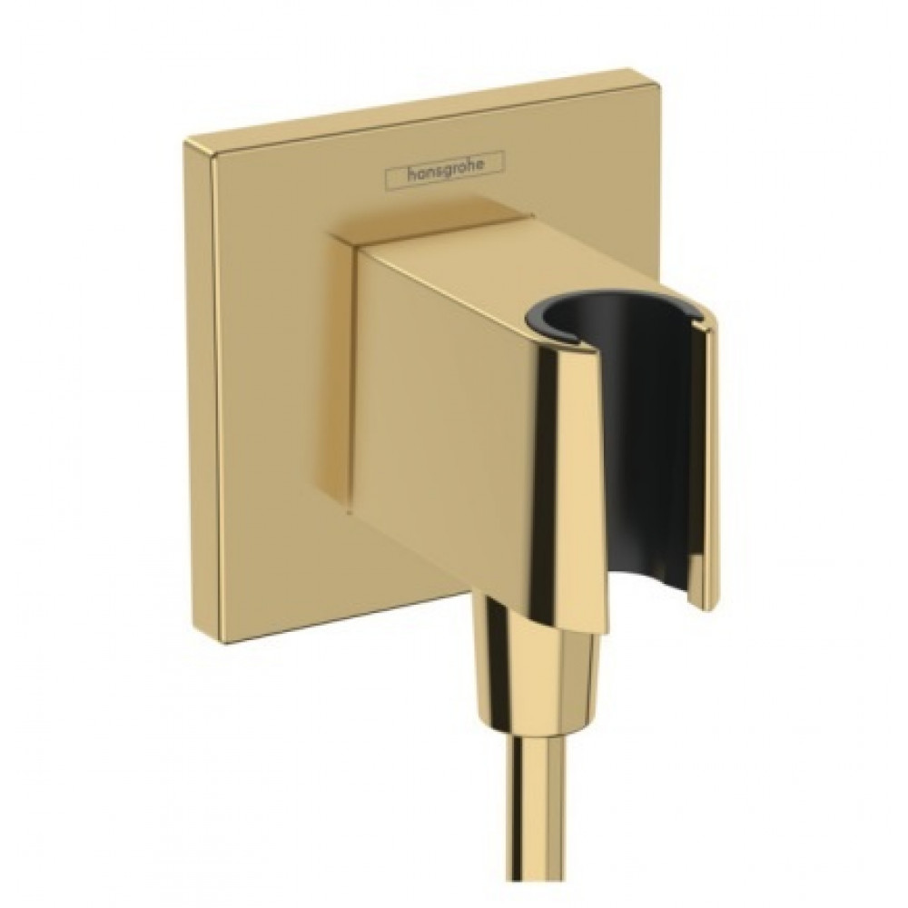 Шланговое подсоединение квадратной формы HANSGROHE FixFit E 26889990 со встроенным держателем ручного душа, цвет Полированное золото Шланговое подсоединение квадратной формы HANSGROHE FixFit E 26889990 со встроенным держателем ручного душа, цвет Полированное золото