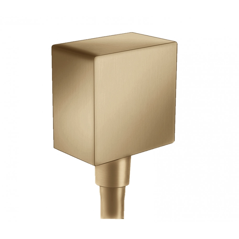 Шланговое подсоединение квадратное HANSGROHE FixFit Square 26455140 с клапаном обратного тока, цвет Шлифованная бронза