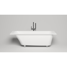 Встраиваемая прямоугольная ванна SALINI ORLANDA KIT 102115M 700х1600х600 мм, с регулируемыми ножками, из S-Sense, слив-перелив, сифон, донный клапан, цвет Белый 