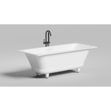 Встраиваемая прямоугольная ванна SALINI ORLANDA AXIS KIT 103313G 750х1700х600 мм, с регулируемыми ножками, из S-Sense, слив-перелив, сифон, донный клапан, цвет Бел