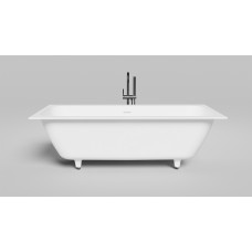 Встраиваемая прямоугольная ванна  SALINI ORLANDA AXIS KIT 103312G 800х1804х600 мм, с регулируемыми ножками, из S-Sense, слив-перелив, сифон, донный клапан, цвет Бе