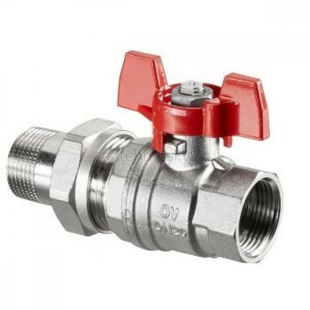 Кран шаровый 1 1/4" НГ с американкой маховик из алюминия Optibal Oventrop (Овентроп) Кран шаровый 1 1/4" НГ с американкой маховик из алюминия Optibal Oventrop (Овентроп)