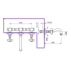 Внутренняя часть смесителя для раковины NICOLAZZI DOCCIA C1477DX с керамическими картриджами DX+DX, бронза Внутренняя часть смесителя для раковины NICOLAZZI DOCCIA C1477DX с керамическими картриджами DX+DX, бронза