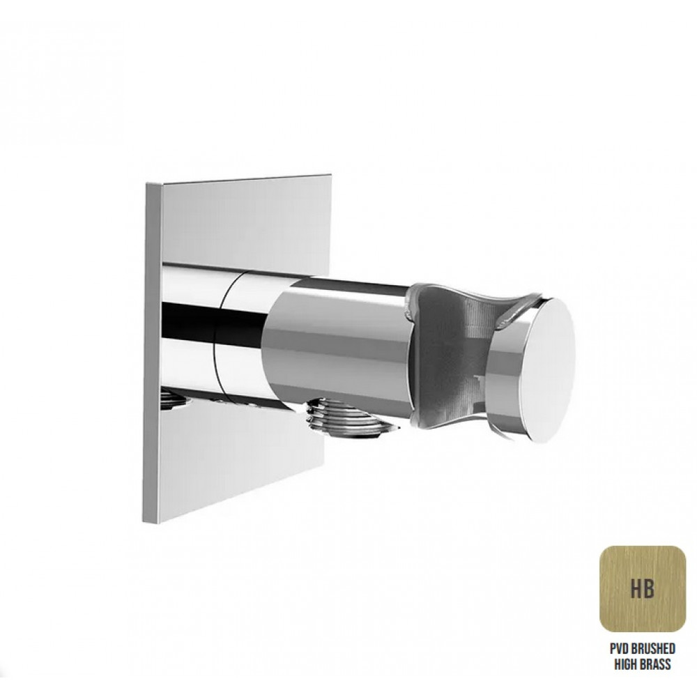 Вывод из стены с держателем для душа ALMAR SHOWER ACCESSORIES E095039.HB с квадратным отражателем, цвет High Brass