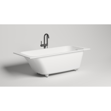 Встраиваемая прямоугольная ванна SALINI ORLANDA KIT 102112M 800х1800х600 мм, с регулируемыми ножками, из S-Sense, слив-перелив, сифон, донный клапан, цвет Белый 