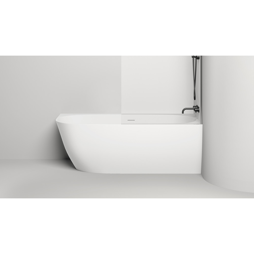 Правая угловая ванна с овальной чашей SOFIA CORNER R 102524M 1700х850х590 мм, S-Stone, донный клапан, сифон, интегрированный слив-перелив, цвет Белый матовый
