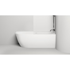 Правая угловая ванна с овальной чашей SOFIA CORNER R 102524M 1700х850х590 мм, S-Stone, донный клапан, сифон, интегрированный слив-перелив, цвет Белый матовый