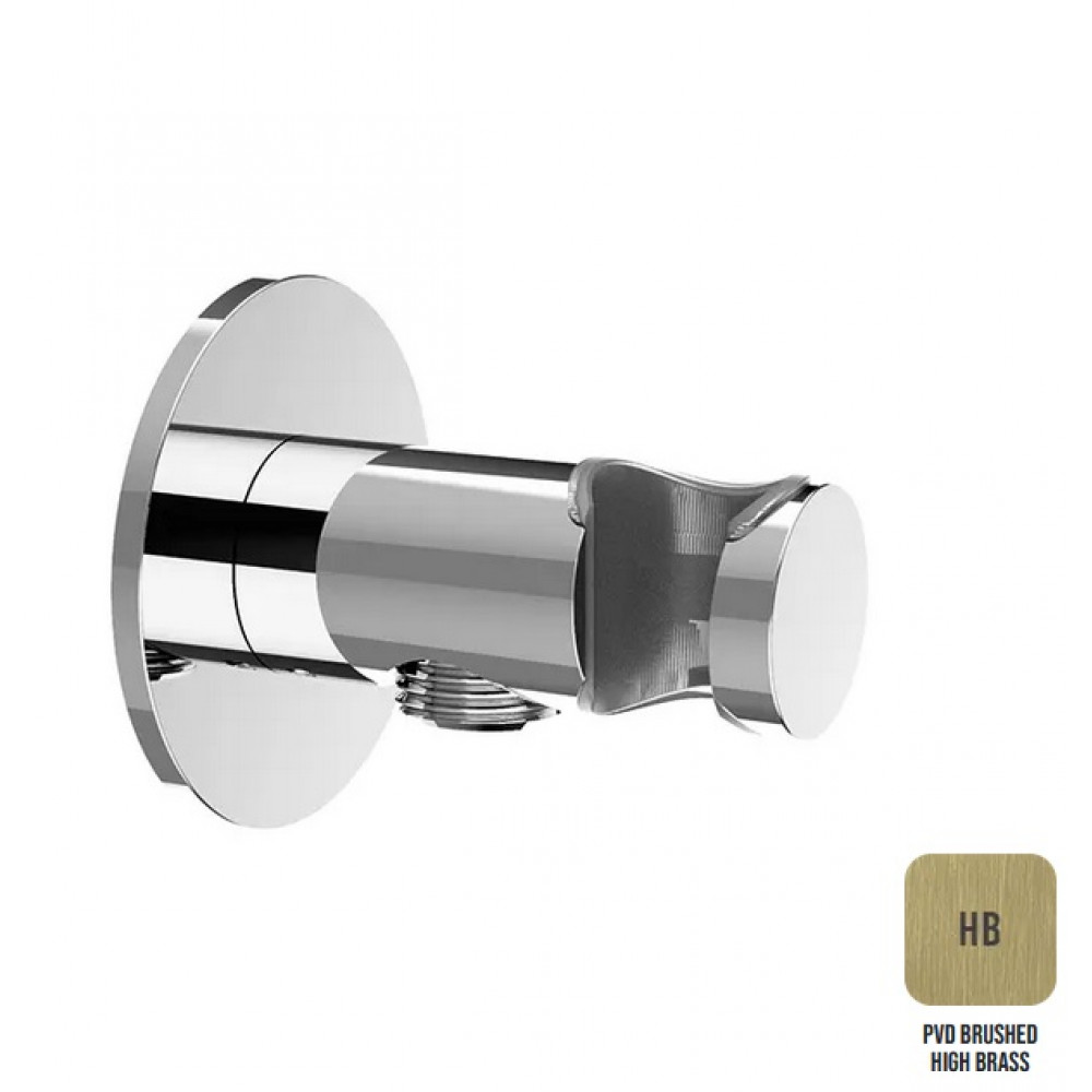 Вывод из стены с держателем для душа ALMAR SHOWER ACCESSORIES E095037.HB с круглым отражателем, цвет High Brass Вывод из стены с держателем для душа ALMAR SHOWER ACCESSORIES E095037.HB с круглым отражателем, цвет High Brass