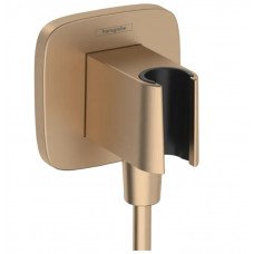 Шланговое подсоединение HANSGROHE FixFit Modern 26887140 с держателем лейки, цвет Шлифованная бронза