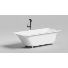 Встраиваемая прямоугольная ванна SALINI ORLANDA KIT 102116M 800х1700х600 мм, с регулируемыми ножками, из S-Sense, слив-перелив, сифон, донный клапан, цвет Белый 