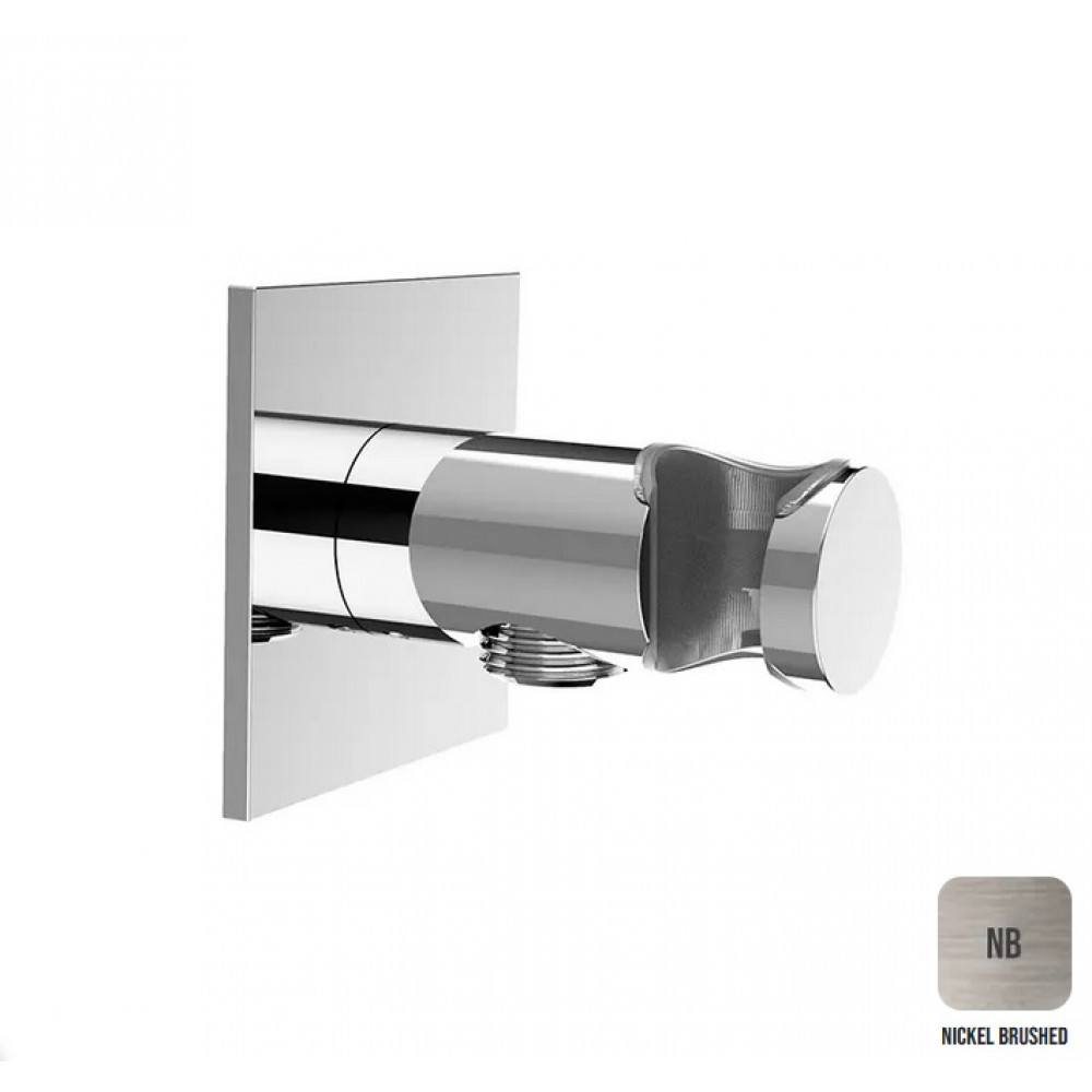 Вывод из стены с держателем для душа ALMAR SHOWER ACCESSORIES E095039.NB с квадратным отражателем, цвет Nickel Brushed