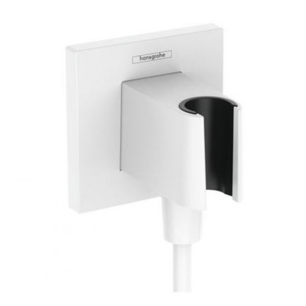Шланговое подсоединение квадратной формы HANSGROHE FixFit E 26889700 со встроенным держателем ручного душа, цвет Белый матовый Шланговое подсоединение квадратной формы HANSGROHE FixFit E 26889700 со встроенным держателем ручного душа, цвет Белый матовый
