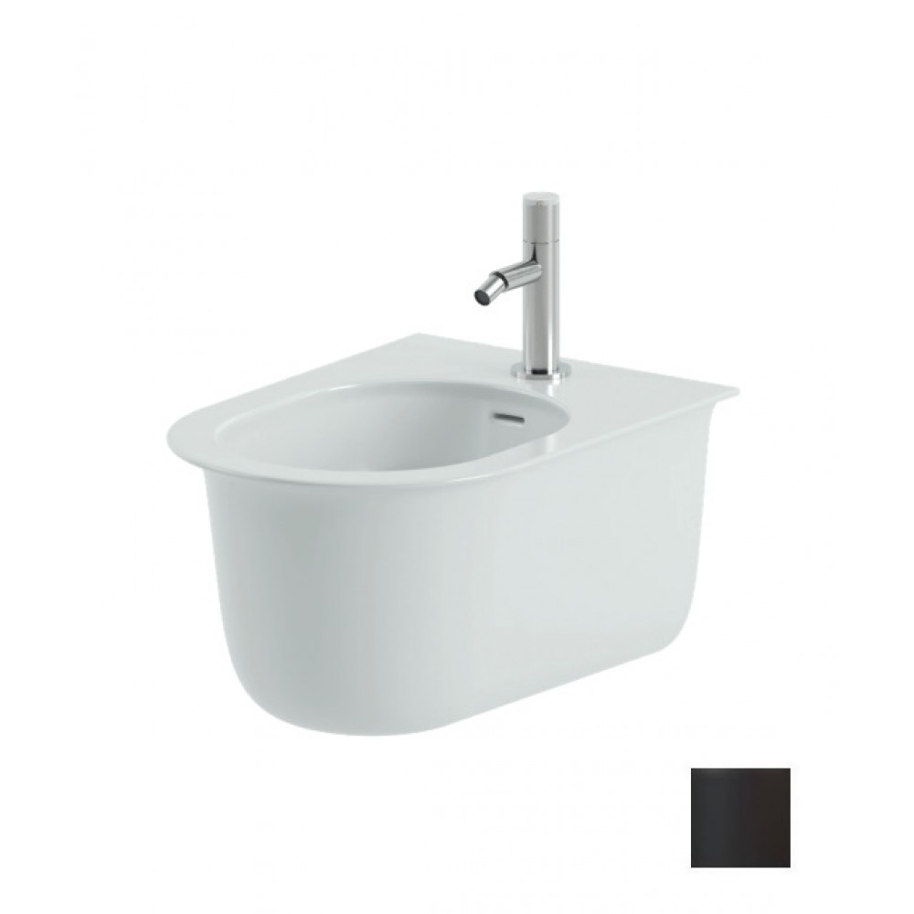 Биде повдесное ARTCERAM CHIC CHB001 17 00 530 мм х 380 мм, с отверстием под смеситель, с переливом, с креплением, чёрный матовый Биде повдесное ARTCERAM CHIC CHB001 17 00 530 мм х 380 мм, с отверстием под смеситель, с переливом, с креплением, чёрный матовый