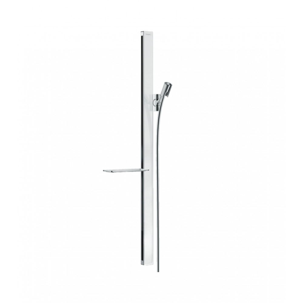 Штанга для душа HANSGROHE Unica E 27640400 с держателем для лейки, полкой и шлангом, цвет Белый/Хром Штанга для душа HANSGROHE Unica E 27640400 с держателем для лейки, полкой и шлангом, цвет Белый/Хром