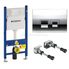 Инсталляция для унитаза Geberit UP100 111.153.00.1 + комплект крепления для инсталляций Geberit Duofix 111.813.00.1 к стене + кнопка смыва Geberit Delta 50 115.135.21.5 хром глян