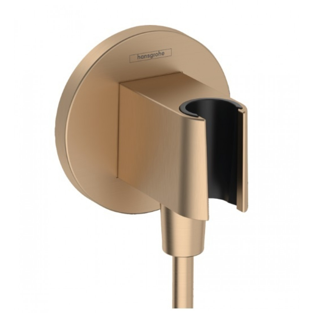 Шланговое подсоединение круглой формы HANSGROHE FixFit E 26888140 с держателем лейки, цвет Шлифованная бронза Шланговое подсоединение круглой формы HANSGROHE FixFit E 26888140 с держателем лейки, цвет Шлифованная бронза