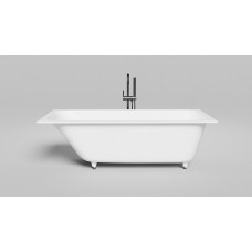 Встраиваемая прямоугольная ванна SALINI ORLANDA KIT 102111M 700х1600х600 мм, с регулируемыми ножками, из S-Sense, слив-перелив, сифон, донный клапан, цвет Белый 