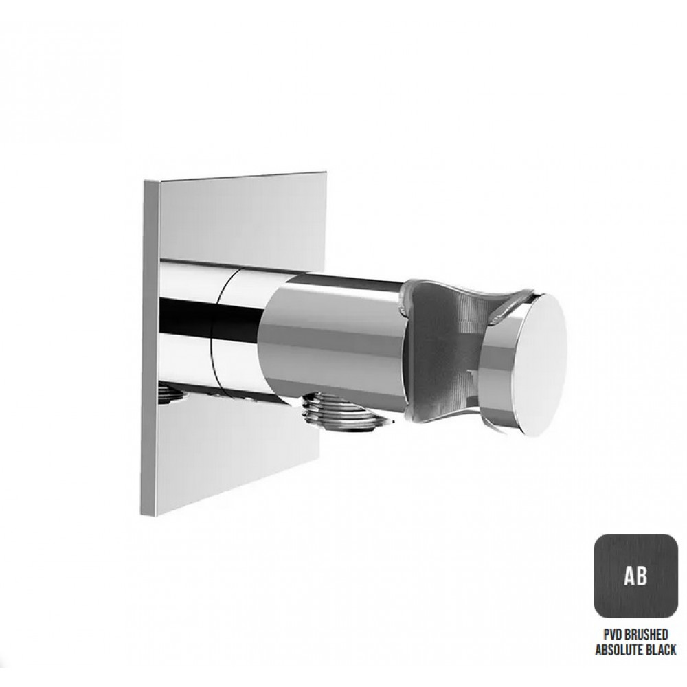 Вывод из стены с держателем для душа ALMAR SHOWER ACCESSORIES E095039.AB с квадратным отражателем, цвет Absolute Black Вывод из стены с держателем для душа ALMAR SHOWER ACCESSORIES E095039.AB с квадратным отражателем, цвет Absolute Black