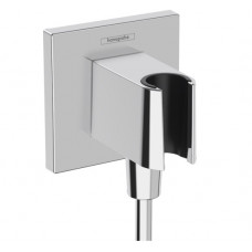 Шланговое подсоединение квадратной формы HANSGROHE FixFit E 26889000 со встроенным держателем ручного душа, цвет Хром