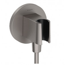 Шланговое подсоединение круглой формы HANSGROHE FixFit E 26888340 с держателем лейки, цвет Шлифованный чёрный хром