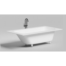 Встраиваемая прямоугольная ванна SALINI ORLANDA KIT PLUS 102114G 1004х1900х600 мм, с регулируемыми ножками, из S-Sense, слив-перелив, сифон, донный клапан, цвет Бе