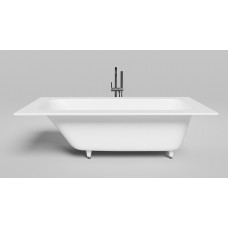 Встраиваемая прямоугольная ванна SALINI ORLANDA KIT PLUS 102114M 1004х1900х600 мм, с регулируемыми ножками, из S-Sense, слив-перелив, сифон, донный клапан, цвет Бе