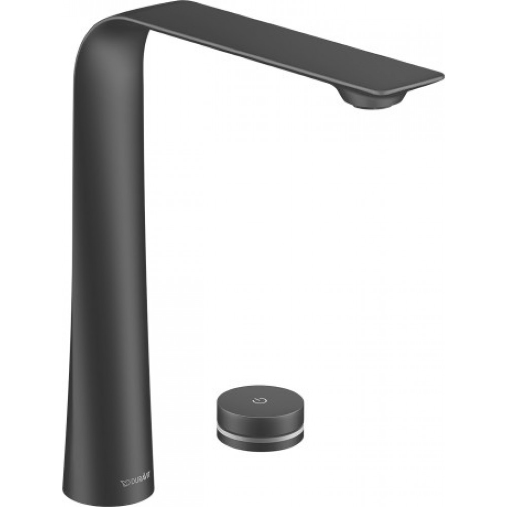 Электронный смеситель для раковины Duravit D.1 D11110007046 на два отверстия, с питанием от сети, без донного клапана, чёрный матовый Электронный смеситель для раковины Duravit D.1 D11110007046 на два отверстия, с питанием от сети, без донного клапана, чёрный матовый